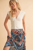 Aemi+Co V-Neck Cap Sleeve Cropped Top - Trendsi