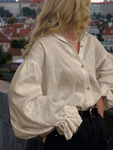 Button Up Flounce Sleeve Shirt - Trendsi - Flyclothing LLC