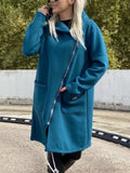 Full Size Asymmetrical Zip-Up Hooded Fleece Outerwear Plus Size - Trendsi - Flyclothing LLC