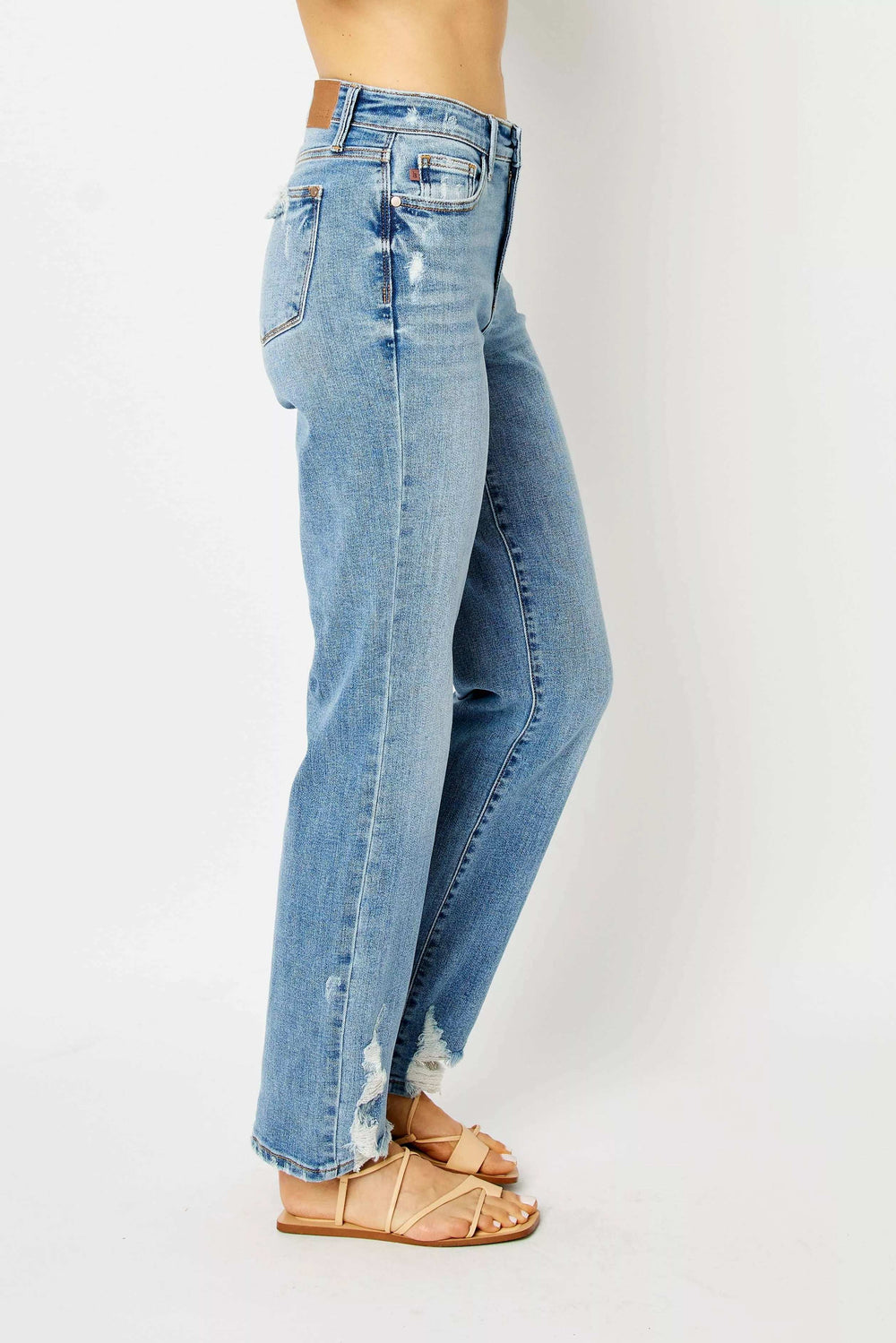 Judy Blue Full Size High Waist Straight Jeans with Heavy Destroy Plus Size - Trendsi - Flyclothing LLC