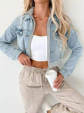 Distressed Zip Up Cropped Hooded Denim Jacket - Trendsi - Flyclothing LLC