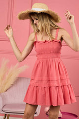 BiBi Smocked Ruffle Hem Mini Dress - Trendsi - Flyclothing LLC