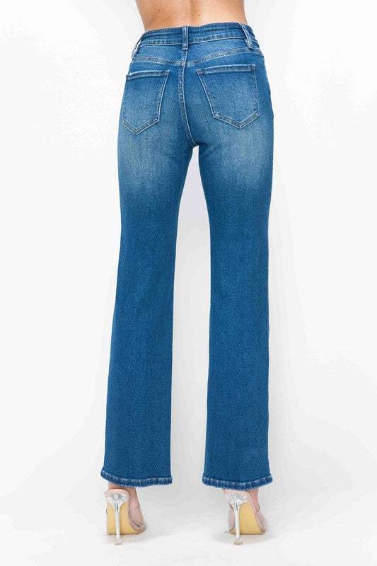 bytos Full Size Cat's Whiskers High Rise Straight Jeans - Trendsi - Flyclothing LLC