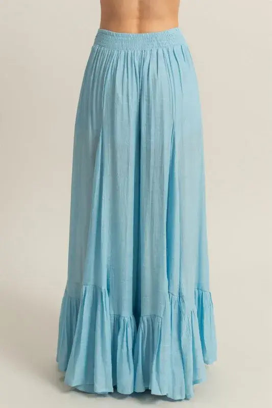 HYFVE High-Waist Ruffle Flared Wide Leg Pants - Trendsi - Flyclothing LLC