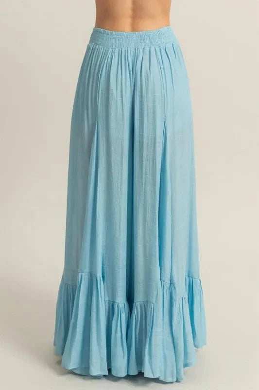 HYFVE High-Waist Ruffle Flared Wide Leg Pants - Trendsi - Flyclothing LLC