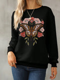 Graphic Round Neck Long Sleeve Sweatshirt - Trendsi