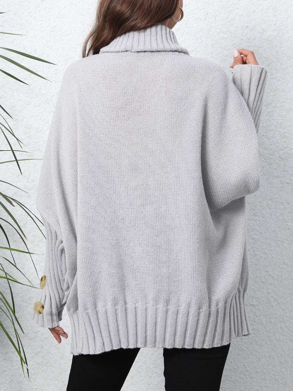 Turtleneck Long Sleeve Sweater - Trendsi - Flyclothing LLC