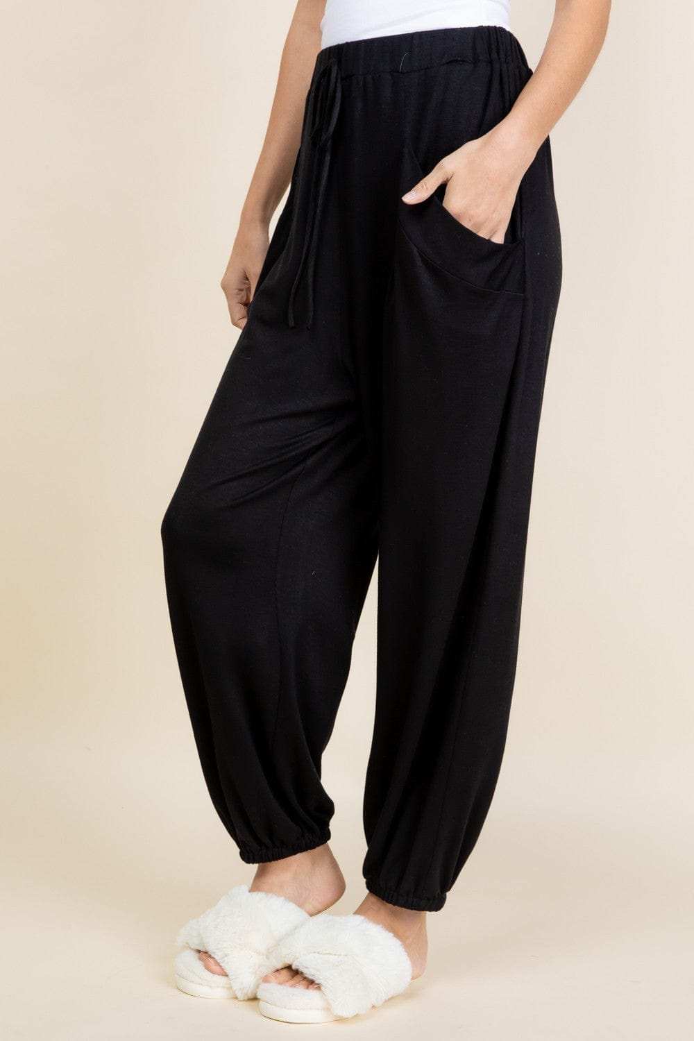 Super Lady Full Size Drawstring Elastic Waist Joggers with Pockets - Trendsi - Flyclothing LLC