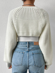 Honey Open Front Long Sleeve Cropped Cardigan - Trendsi