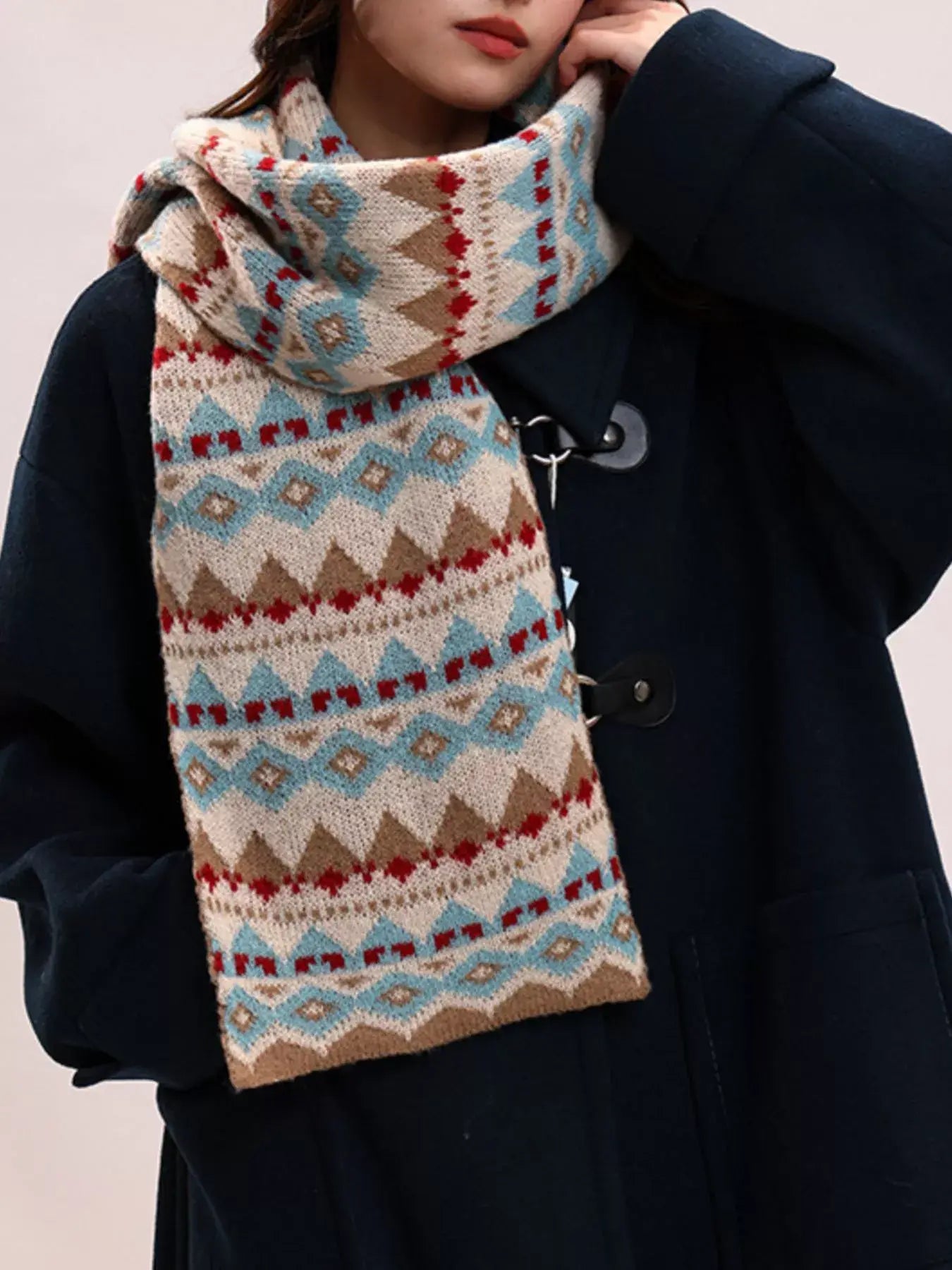 Vintage Geometric Knitted Scarf - Trendsi - Flyclothing LLC