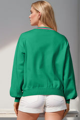 Double Take Full Size Nutcracker Sequin Bow Decor Cardigan - Trendsi