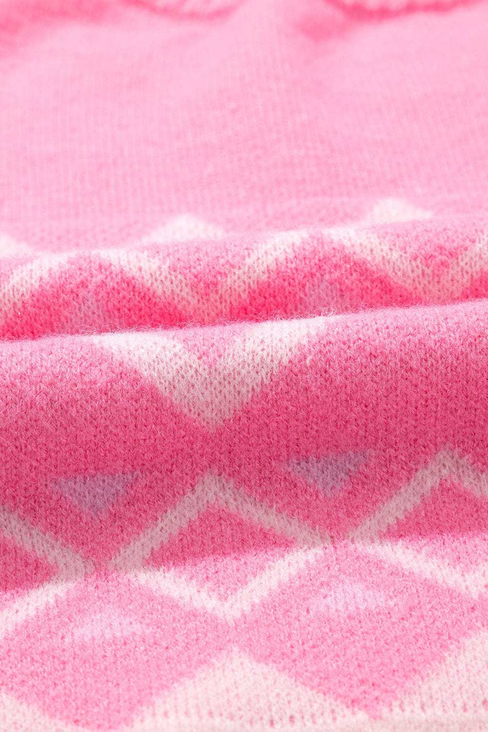 Geometric Drop Shoulder Long Sleeve Sweater - Trendsi - Flyclothing LLC