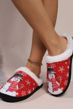 Snowman Round Toe Faux Fur Slippers - Trendsi - Flyclothing LLC