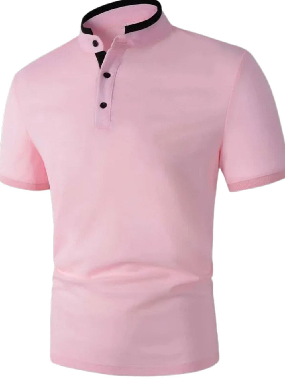 Men's Full Size Stand Collar Contrast Short Sleeve Polo Plus Size - Trendsi