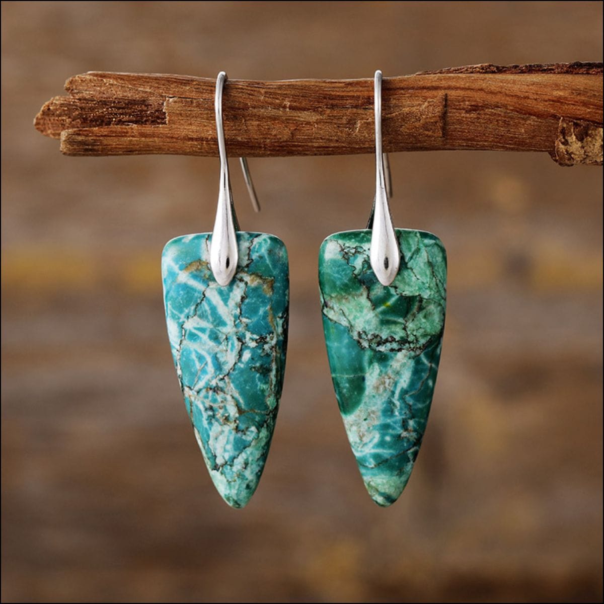 Natural Stone Geometric Shape Earrings - Trendsi