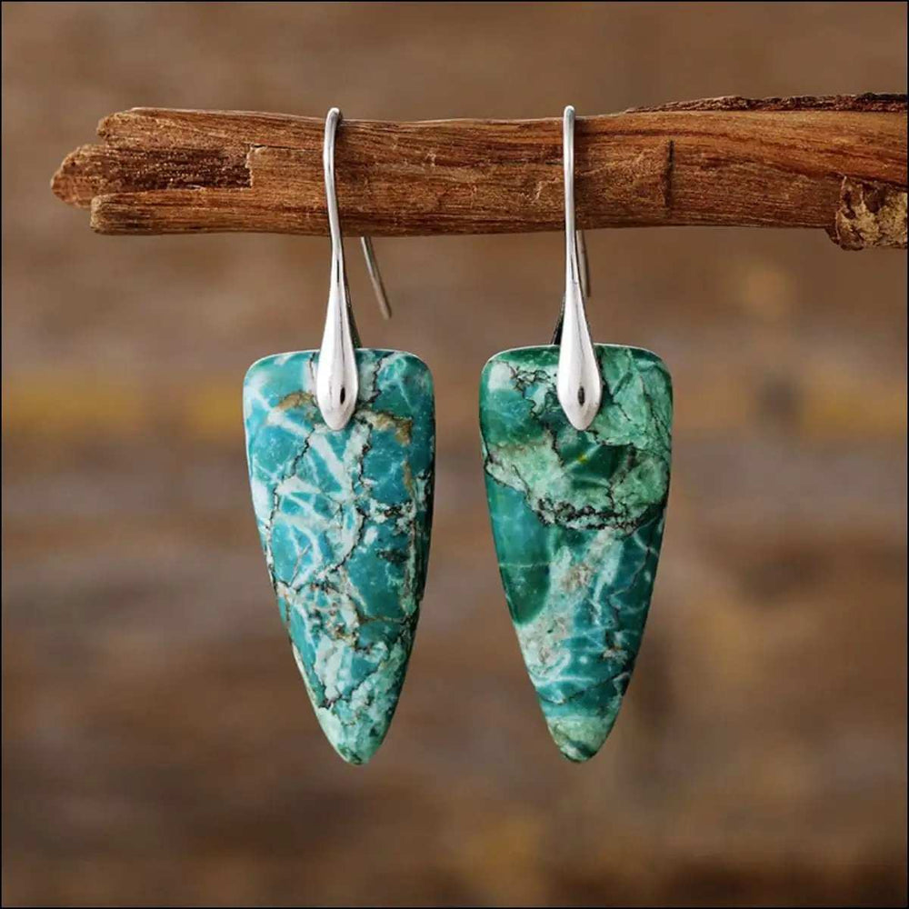 Natural Stone Geometric Shape Earrings - Trendsi - Flyclothing LLC