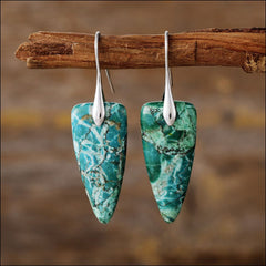 Natural Stone Geometric Shape Earrings - Trendsi