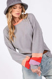 SAGE + FIG Color Block Waffle Knit T-Shirt - Trendsi - Flyclothing LLC