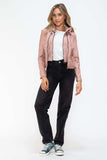 Snobbish Faux Leather Zip Up Drawstring Hooded Jacket - Trendsi - Flyclothing LLC