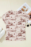 Printed Round Neck Short Sleeve T-Shirt - Trendsi