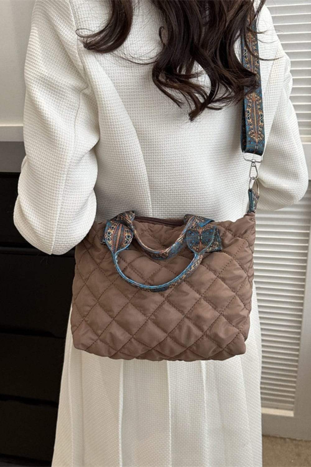 Bubble Textured Printed Strap Handbag - Trendsi - Flyclothing LLC