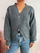 Button Up Long Sleeve Cardigan - Trendsi - Flyclothing LLC
