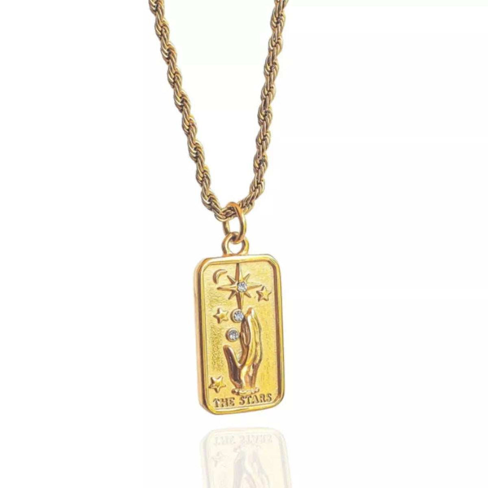 18K Gold-Plated Tarot Card Necklace - Trendsi - Flyclothing LLC