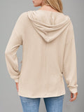 Double Take Drawstring Dropped Shoulder Long Sleeve Hoodie - Trendsi
