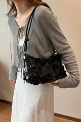 Sequin Knotted Straps Shoulder Bag - Trendsi
