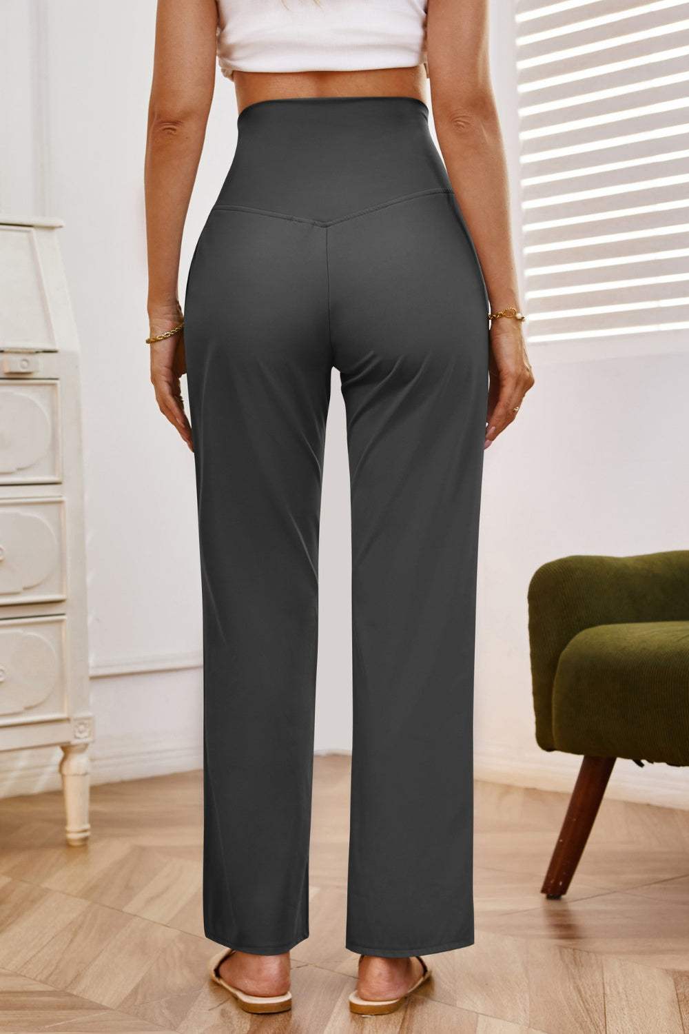 High Waist Wide Leg Pants with Pockets - Trendsi - Flyclothing LLC