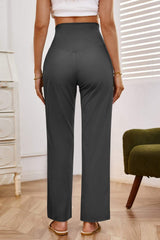 High Waist Wide Leg Pants with Pockets - Trendsi - Flyclothing LLC