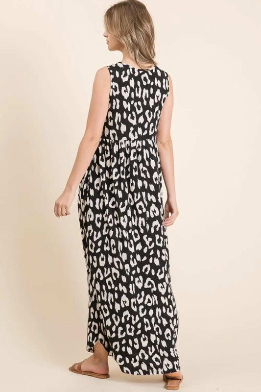 BOMBOM Leopard Maxi Dress with Pockets - Trendsi - Flyclothing LLC