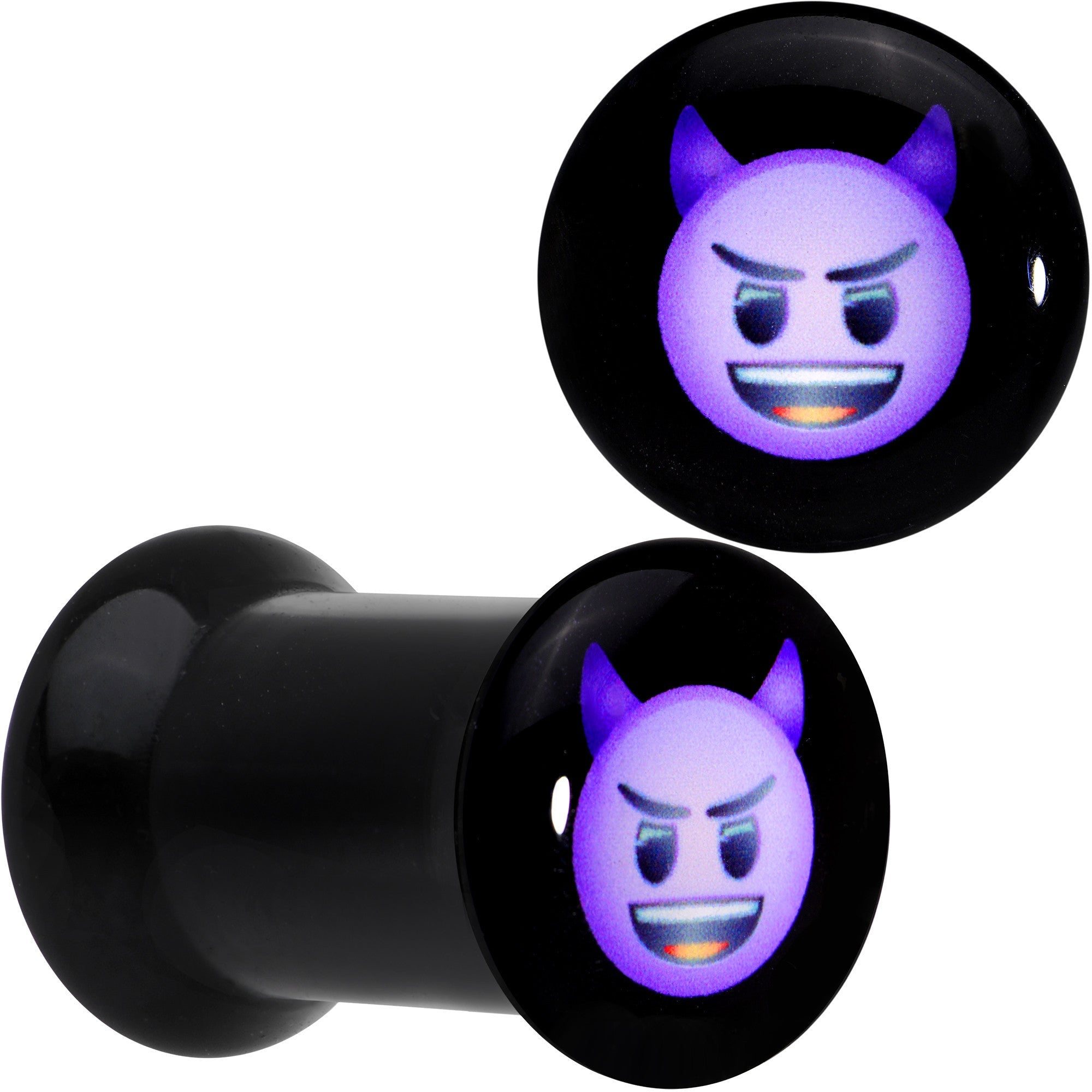 2G Licensed Purple Devil emoji Acrylic Double Flare Plug Set - BodyCandy - Flyclothing LLC