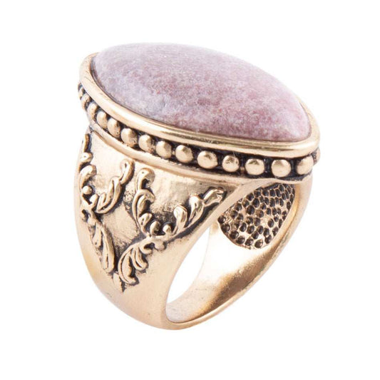 Champion Pink Rhodonite Golden Cocktail Ring - Barse Jewelry - Flyclothing LLC