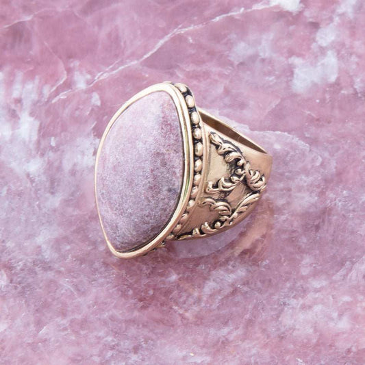 Champion Pink Rhodonite Golden Cocktail Ring - Barse Jewelry - Flyclothing LLC