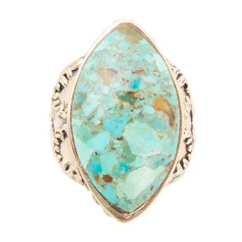 Champion Blue Turquoise Golden Cocktail Ring - Barse Jewelry - Flyclothing LLC