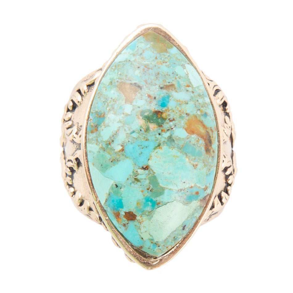 Champion Blue Turquoise Golden Cocktail Ring - Barse Jewelry - Flyclothing LLC