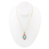 Champs Blue Turquoise and Orange Coral Golden Pendant Necklace - Barse Jewelry - Flyclothing LLC
