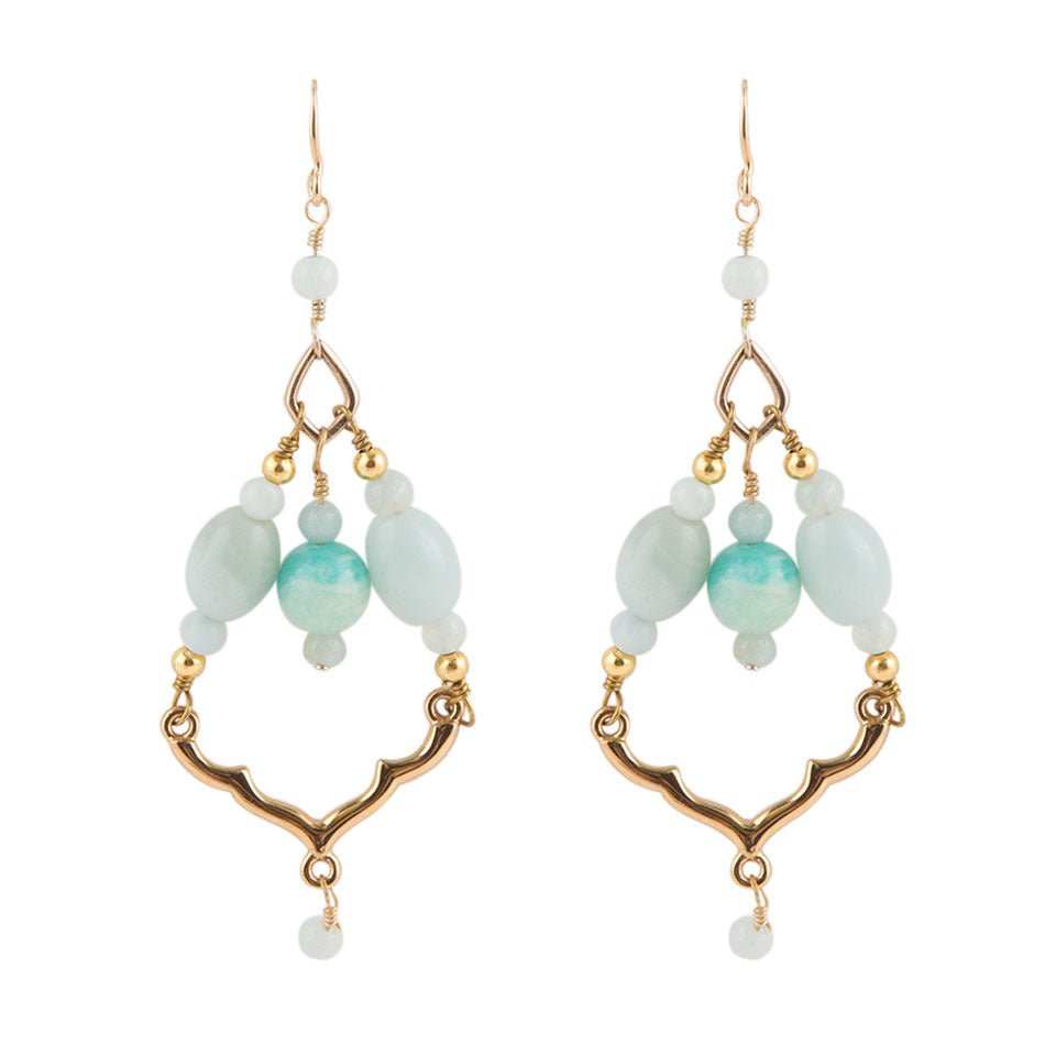 Chandelier Amazonite and Bronze Earrings - Barse Jewelry - Flyclothing LLC