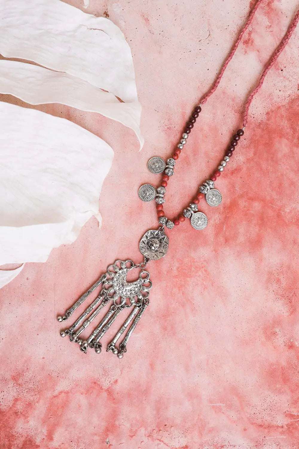 Charm Medallion with Back Lariat Necklace - Boho Clothing and Accessories - Flyclothing LLC