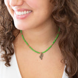 Charmed Cactus Lime Green Turquoise Golden Pendant Necklace - Barse Jewelry