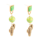 Charmed Cactus Lime Green Turquoise Post Earrings - Barse Jewelry - Flyclothing LLC
