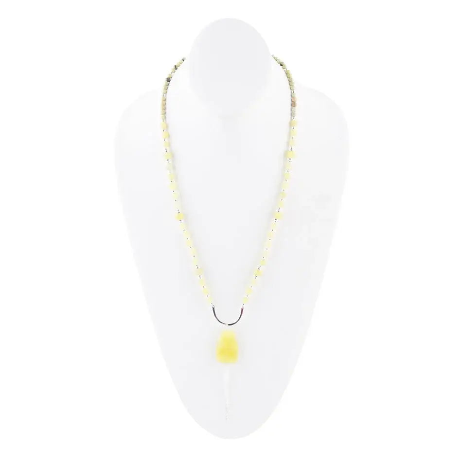 Chartruese Lemon Jade Long Pendant Necklace - Barse Jewelry - Flyclothing LLC