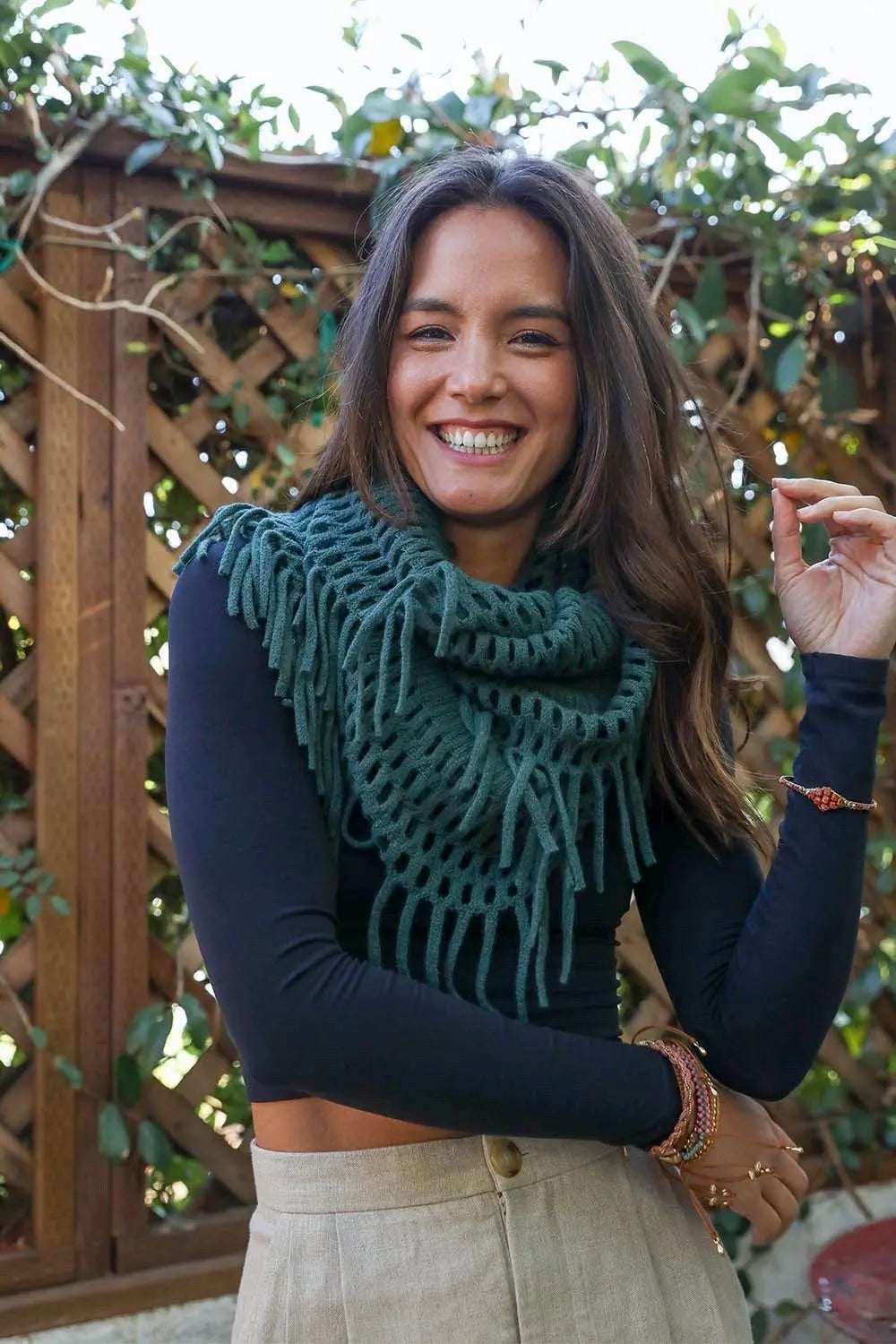 Fuzzy Chenille Tassel Infinity Scarf - Boho Clothing and Accessories - Flyclothing LLC