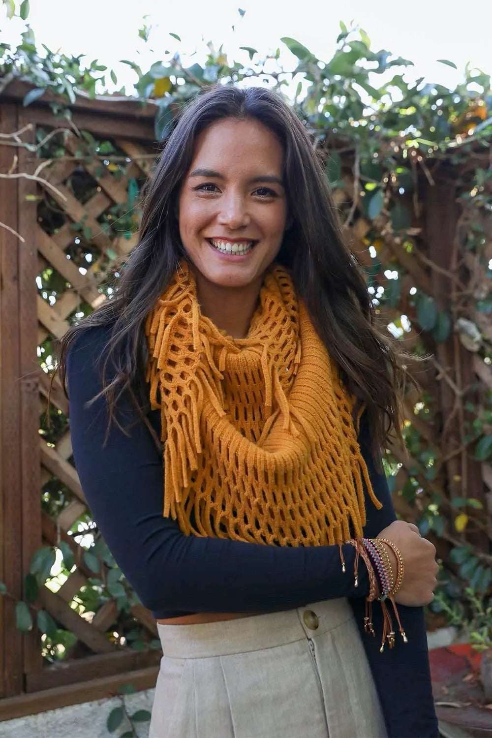 Fuzzy Chenille Tassel Infinity Scarf - Boho Clothing and Accessories - Flyclothing LLC