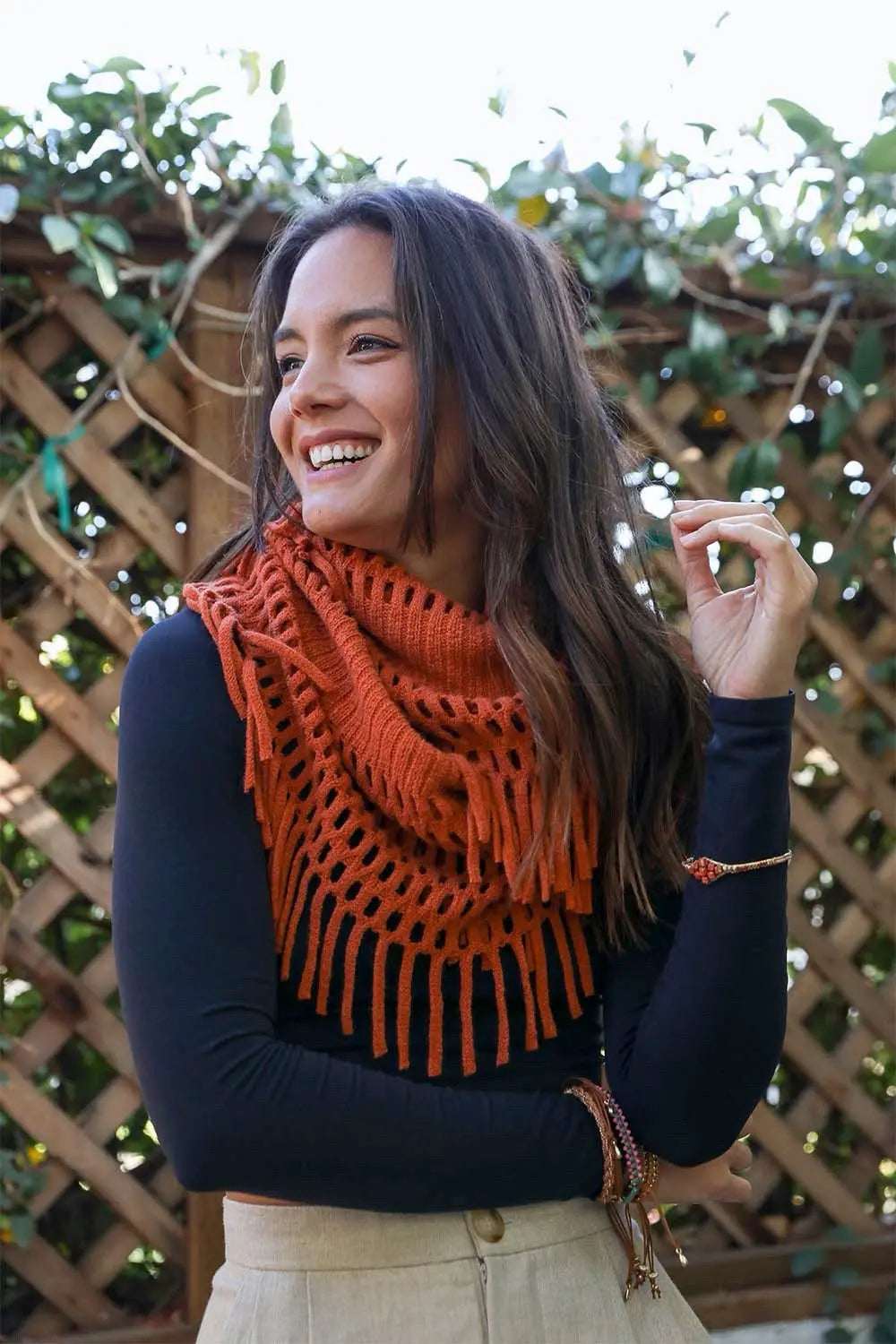 Fuzzy Chenille Tassel Infinity Scarf - Boho Clothing and Accessories - Flyclothing LLC