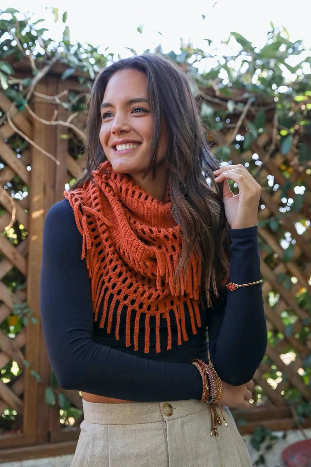 Fuzzy Chenille Tassel Infinity Scarf - Boho Clothing and Accessories - Flyclothing LLC