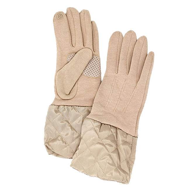 Chevron Cuff Gloves Solid Quilted Tris Smart Touch Gloves - Madeline Love - Flyclothing LLC