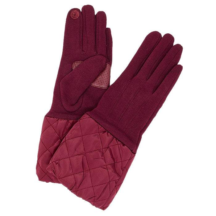Chevron Cuff Gloves Solid Quilted Tris Smart Touch Gloves - Madeline Love - Flyclothing LLC