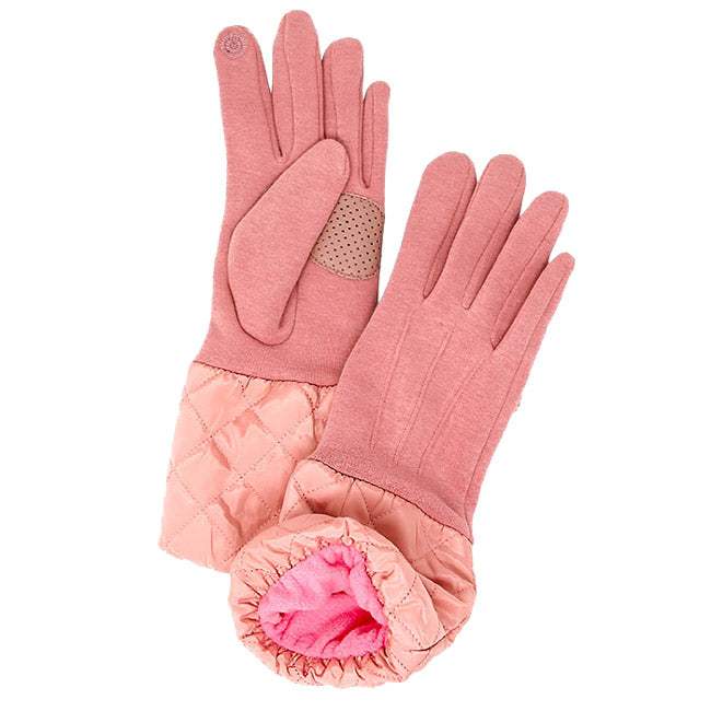 Chevron Cuff Gloves Solid Quilted Tris Smart Touch Gloves - Madeline Love - Flyclothing LLC